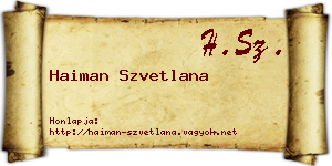 Haiman Szvetlana névjegykártya